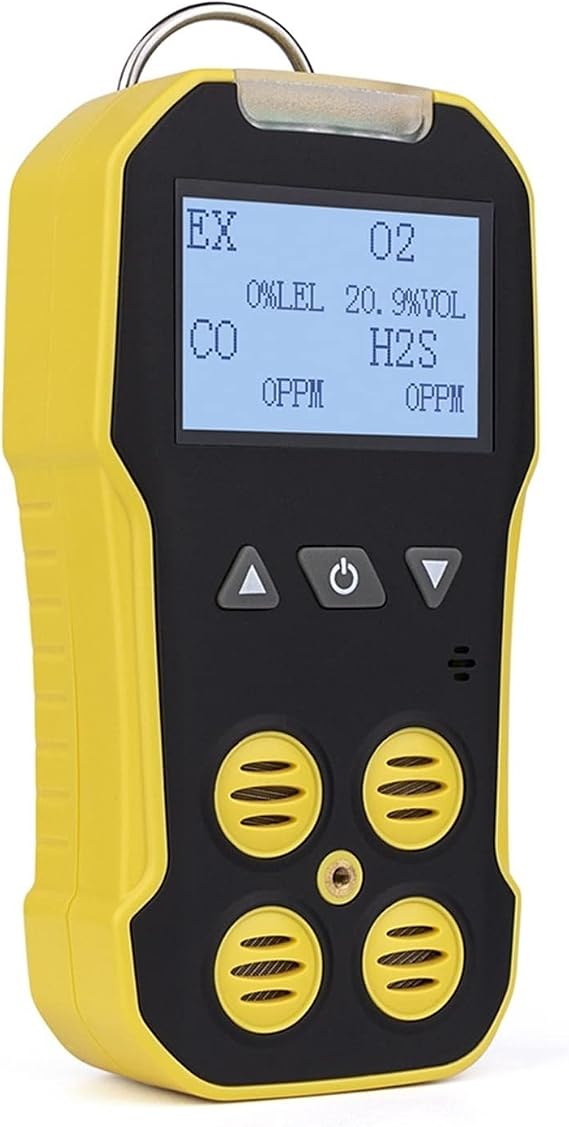 Gas Detector, Multi Gas Detector O2 H2S CO LEL 4 in 1 Gas Meter Oxygen Hydrogen Sulfide Carbon Monoxide Combustible Gas Leak Detector(BH-4A)