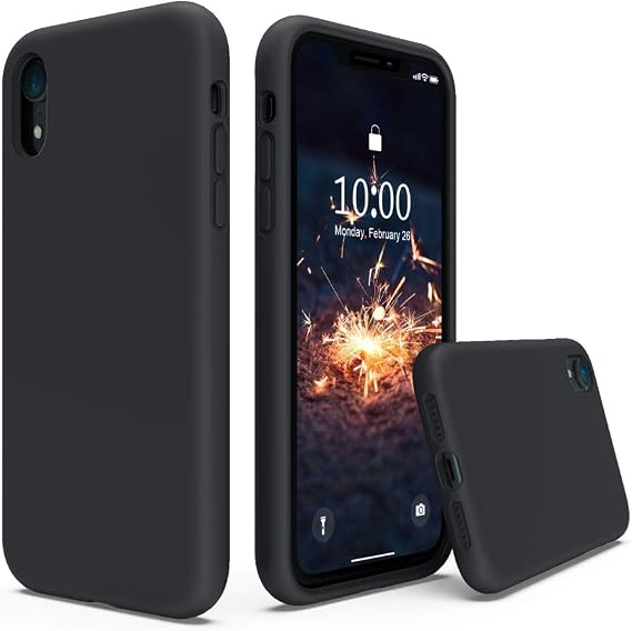 SURPHY Compatible with Phone XR Case, Thickened Liquid Silicone Phone Case (with Microfiber Lining) for Phone XR 6.1 inches, Black