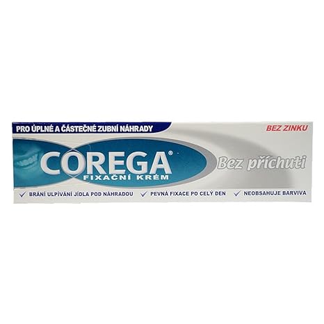 Corega Denture Adhesive Cream Flavorless Zinc Free 40 g