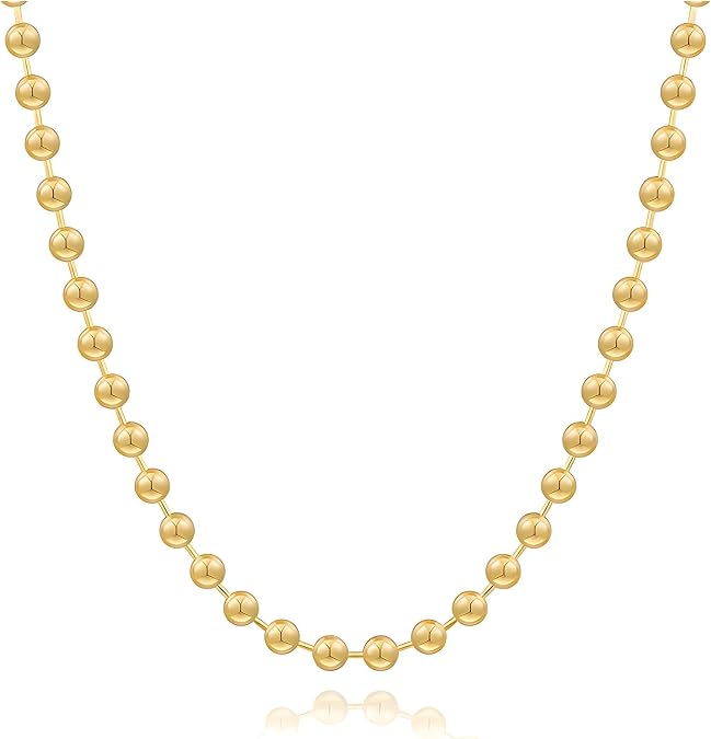 JNF Chunky Big Beaded Necklace for Women Puffy Heart Choker Necklace Large Bead Ball Chain Necklaces Beads Statement Jewelry Gift