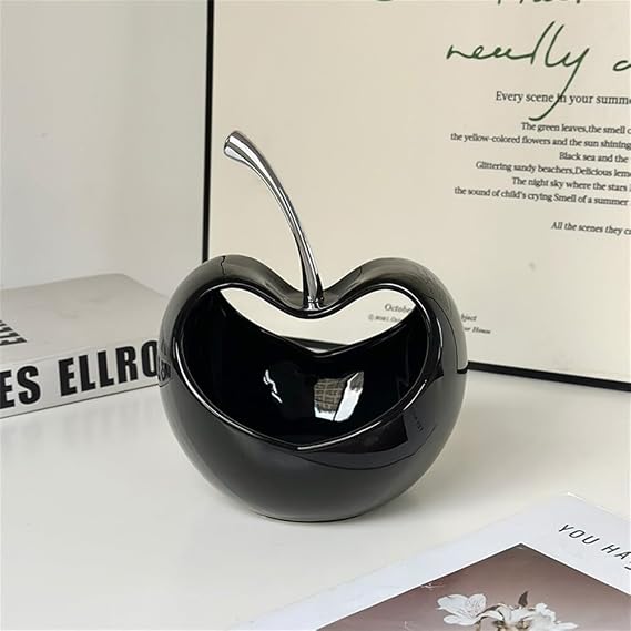 Cute Candy Bowl for Office Desk - Small Decorative Candy Dish & Key Holder, Unique Ceramic Jar for Home Decor, Funny Fruit Organizer Gift for Mother/Teacher (Black)