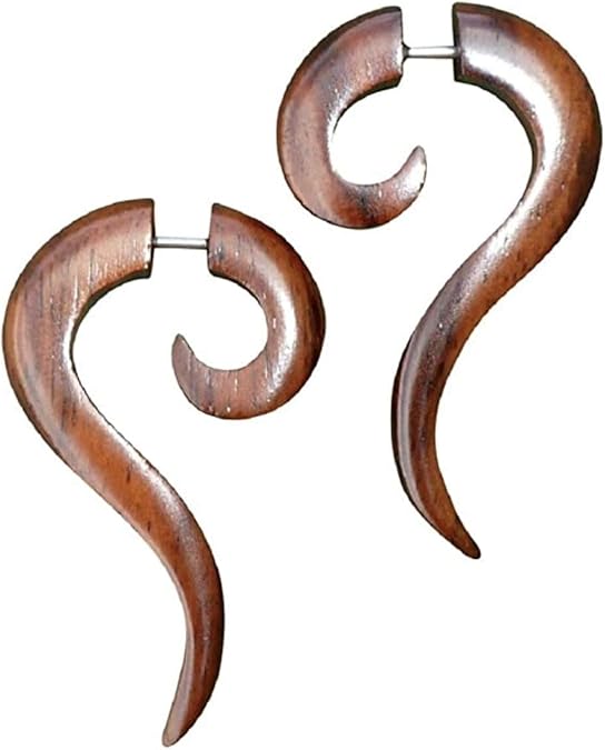 Natural Tribal Organic Wooden Earrings Fake Gauges wood Bohemian Jewelry earrings brown or black