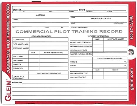 Gleim Commercial Pilot Training Record