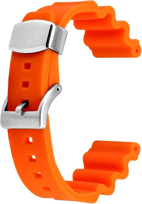 YISIWERA 20mm Rubber Silicone Watch Bands Straps Black Orange Blue Green Gray Red Lightweight Replacement Watch Band Black Silver Stainless Steel Holder for Men Women