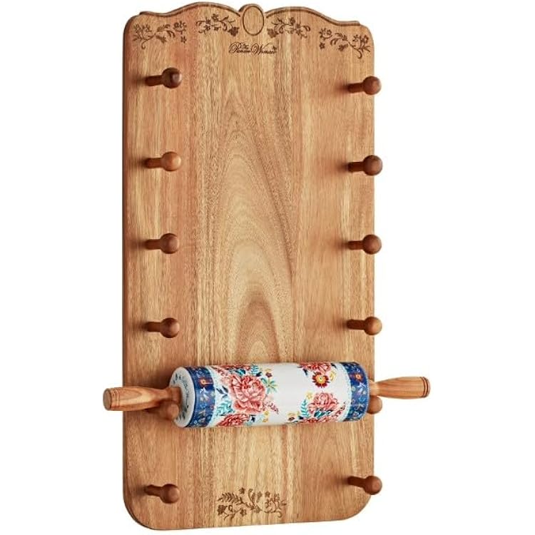 Pioneer Woman 26~Inch Ceramic French Rolling Pin Dough Roller with Holder.
