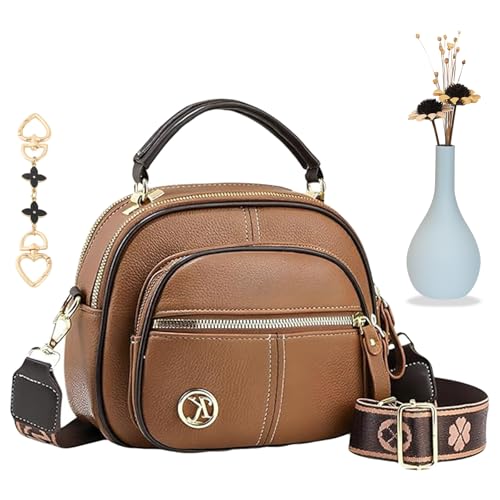 2025 New Crossbody Bag, Classic Multifunctional Compartments Adjustable Wide Shoulder Strap Leather Crossbody Bag