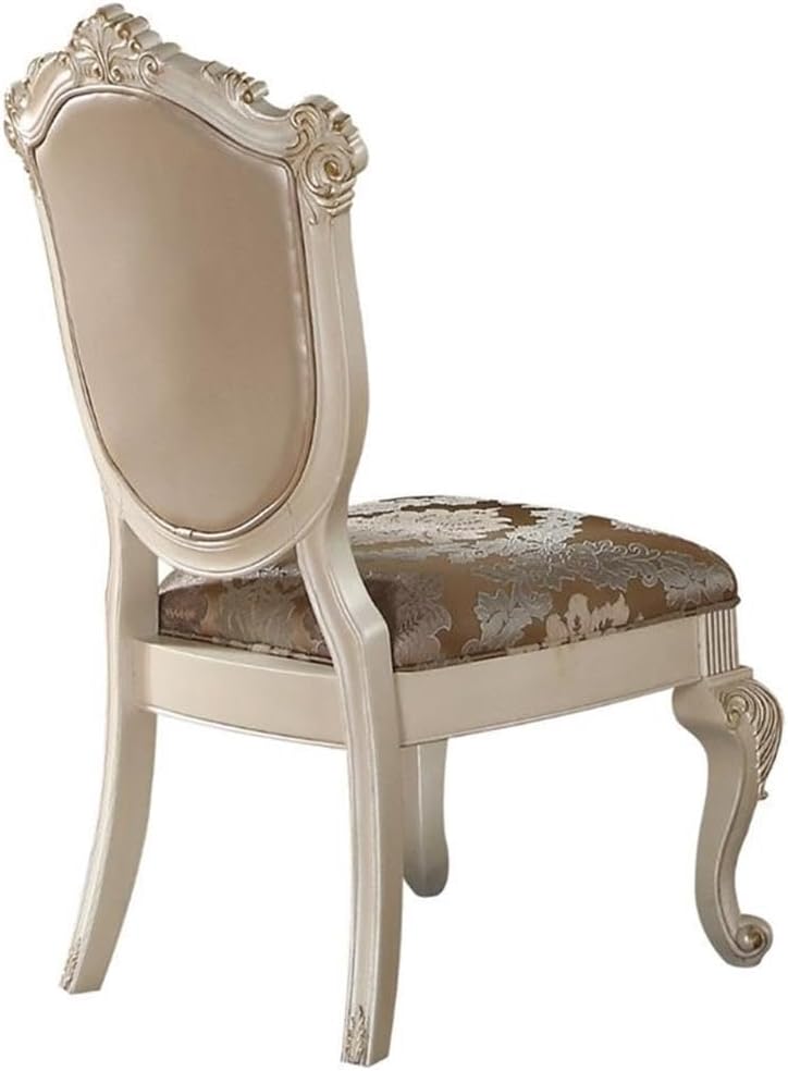 Acme Chantelle Dining Side Chair in Rose Gold and Pearl White Set of 2