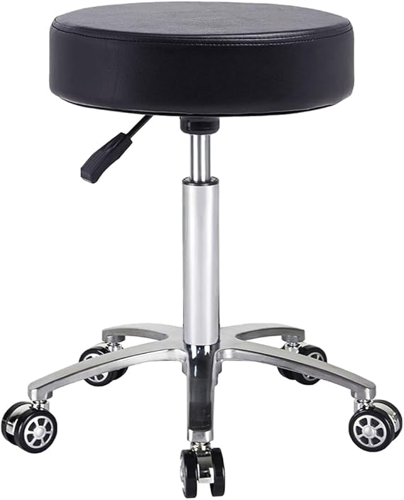 Antlu Rolling Stool Swivel Chair for Office Medical Salon Tattoo Kitchen Massage Work,Adjustable Height Hydraulic Stool with Wheels (Black)