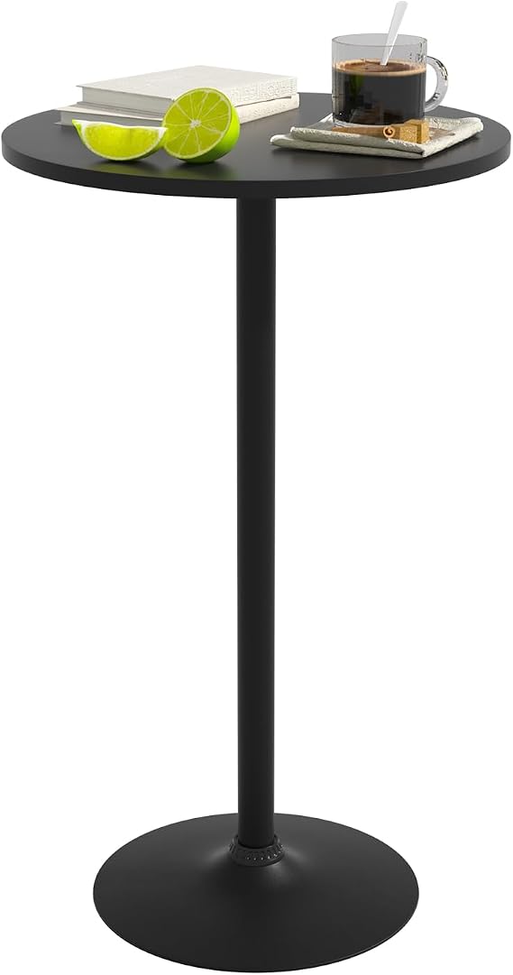 Round Bar Table 40" Height - Modern Counter Height Table with Sturdy Base & Solid Top, Industrial Pub Cocktail Table for Dining Room, Kitchen or Bistro, Space-Saving Design (Black)