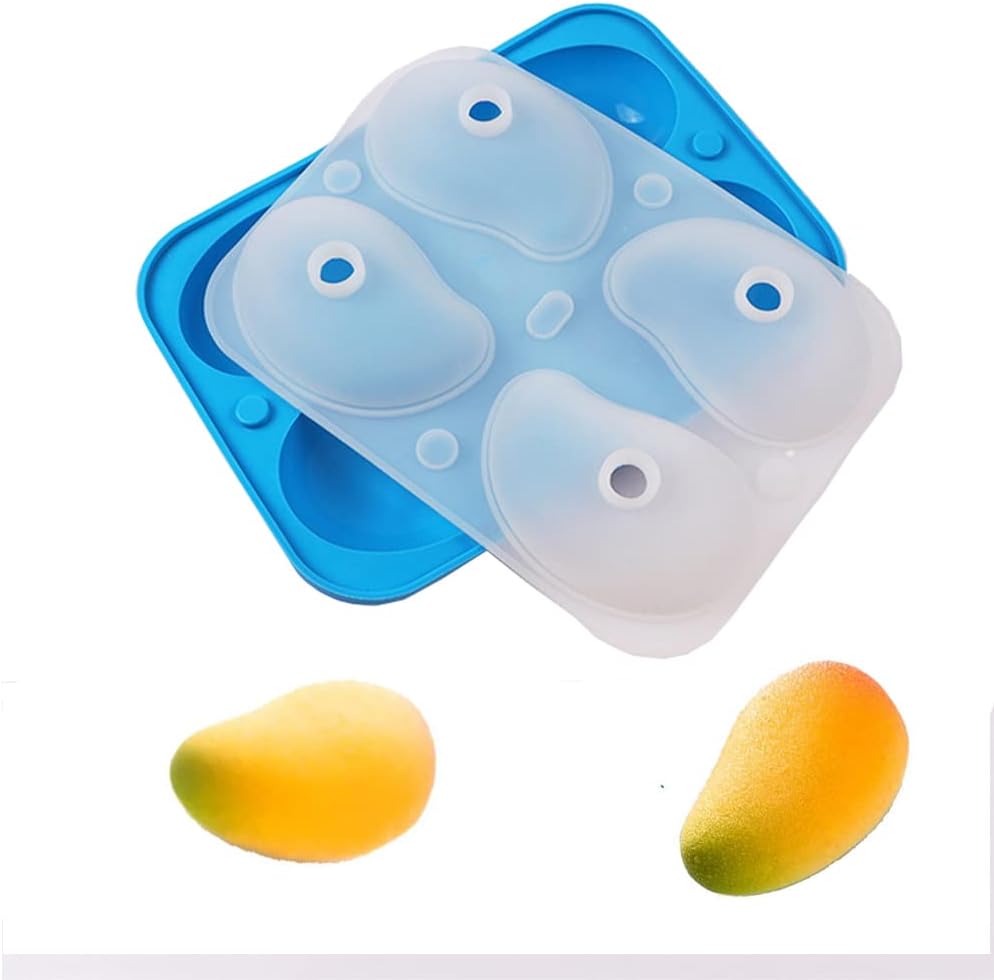 4 Holes 3D Mango Shape Cake Mold Fruit Pudding Ice Tray Mold Jelly Pastry Ice Cream Mould Mousse Cake Baking Molds DIY Bakware Pastry Tool