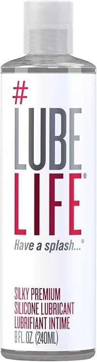 LubeLife Silky Premium Silicone Lubricant, Extra Cushiony, Silky Smooth, Luxe Formula for Women, Men, and Couples, Unscented, Non-Sticky and Water-Resistant, 8oz