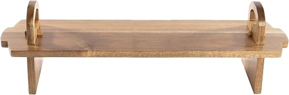 Large Acacia Wood Raised Serving Platter, Cake Stand and Charcuterie Board