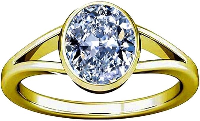 Ramneek jewels 7.25-7.50 Carat American Diamond Round Zircon Gemstone Panchdhatu Ring for Men & Women