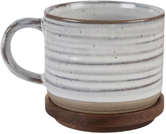 Ceramic Mug Vintage-style Gift Mugs With Lids, For Home Use, Perfect Breakfast Or As A Premium Coffee Cup -white-400ml