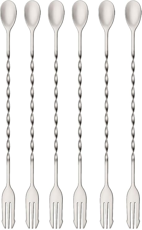 6 Adet 32 cm Çelik Çift Başlı Kokteyl Karıştırma Barmen Kaşığı cin582-6