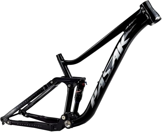 Full Suspension Mountain Bike Frame 27.5er 29er Aluminium Alloy Disc Brake Bike Frame 16" DH/AM Softtail Frame 12 * 148mm Thru Axle Boost Frame with Shock Absorber(Black B)