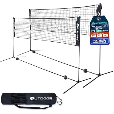 Outdoor Cruiser Portable Sports Net - Indoor and Outdoor for Badminton, Pickleball, Tennis, Soccer Tennis, and Volleyball, Adjustable Height 38-61 Inches, Durable Nylon and Rust-Resistant Steel Pole