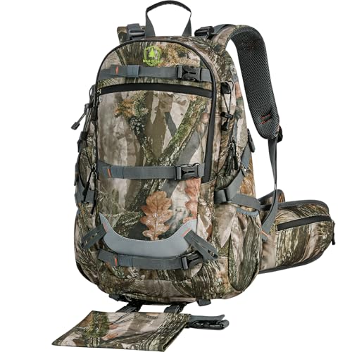 Camo Hunting Backpack for Men, 35L Durable Hunting Pack, 600D Daypack with Rain Cover, Interal Frame Support