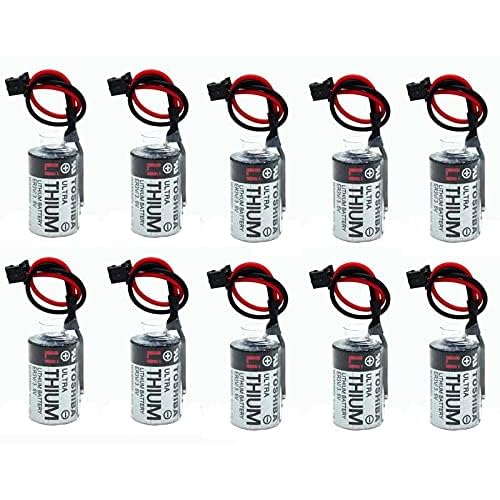SHENYANG 10 Pack 1000mAh ER3V 3.6V PLC Lithium Battery Compatible for Toshiba JZSP-BA01 with 2 Pin Black Connector