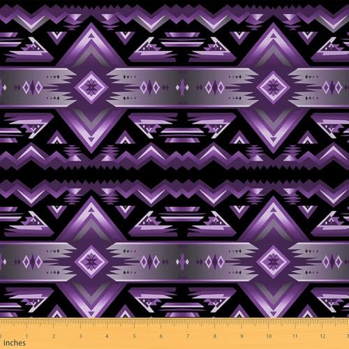 jejeloiu Boho Aztec Fabric by The Yard 1 Yard Purple Farmhouse Western Exotic Style Upholstery Fabric for Chairs Tribal Native American Indian for Home DIY Projects, Waterproof Indoor Outdoor Decor