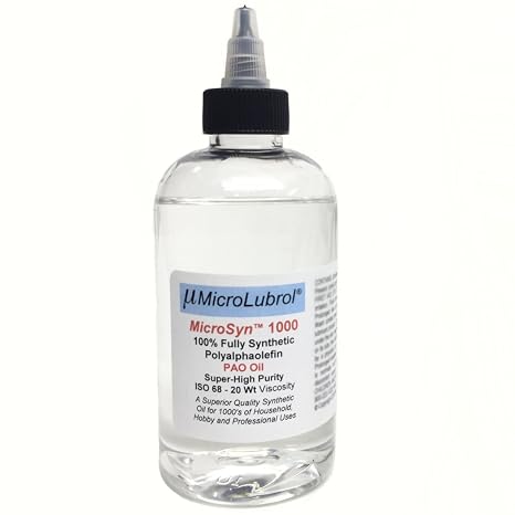 MicroSyn 1000 Ultra Pure 100% Fully Synthetic Polyalphaolefin PAO Lubricant Oil, 16 oz. (473 mL) Size