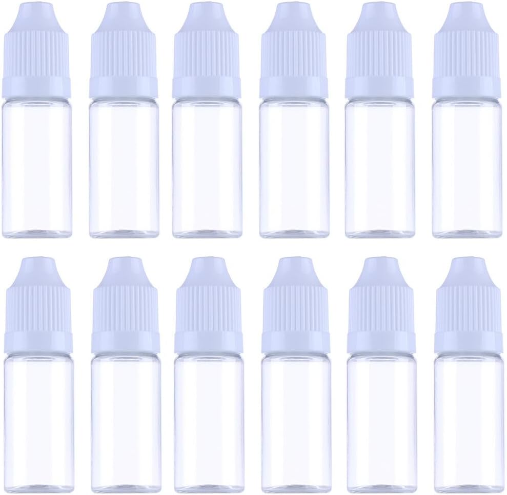 50PCS 10ml0.34oz Clear Plastic Squeezable Dropping Bottles Empty Bottles Transparent Sample Packing Storage Container with White Screw Cap for Liquid Dispensing