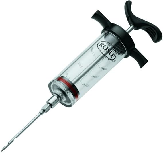 RÖSLE 25058 Marinierspritze Hochwertige Spritze für intensives Aroma Edelstahl 18/10 PP Polypropylen Länge 225 cm