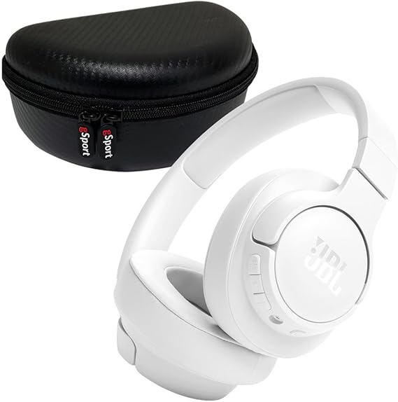 JBL Tune 720BT Wireless Over Ear Bluetooth Headphone Bundle with gSport Case (White)