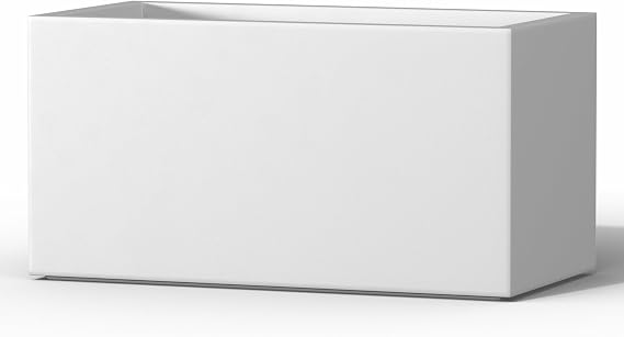 Kante 23.2" L Rectangular Concrete Planter, Large Outdoor Indoor Garden Pots with Drainage Hole and Rubber Plug, Modern Decor for Home, Patio, Backyard, White