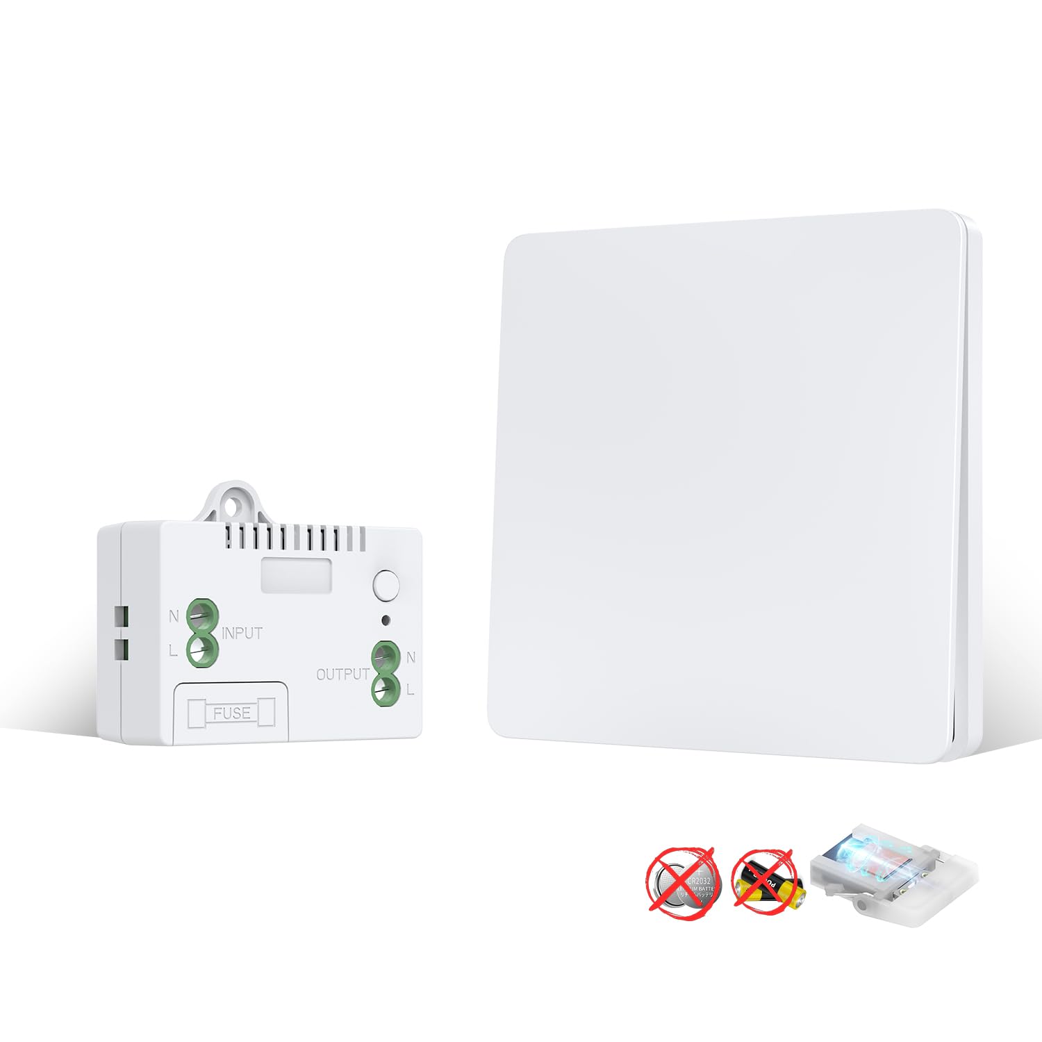 Kinetic Wireless Switch Kit, Self Powered Wireless Switches for Light,IP66 Waterproof No Wiring Wireless Remote RF Wall switch Lighting Fixtures Battery Free(W1v1)