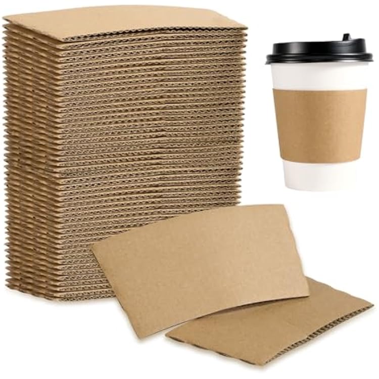200 Pack Coffee Sleeves, Disposable Cup Sleeves for Hot and Cold Drinks, Strong Coffee Cup Sleeve Fit for 10-24 oz Cups