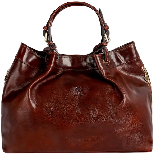 Time Resistance Leather Handbag - Top Handle Bag - Full-Grain Leather Purse for Women