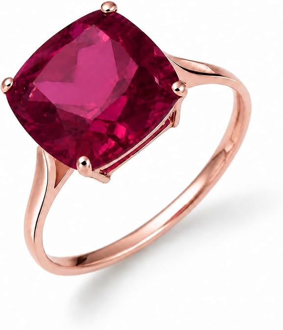 Galaxy Gold 14K Solid Gold Natural Ruby Cushion-Cut Ring for Women - Yellow Gold Fine Jewelry