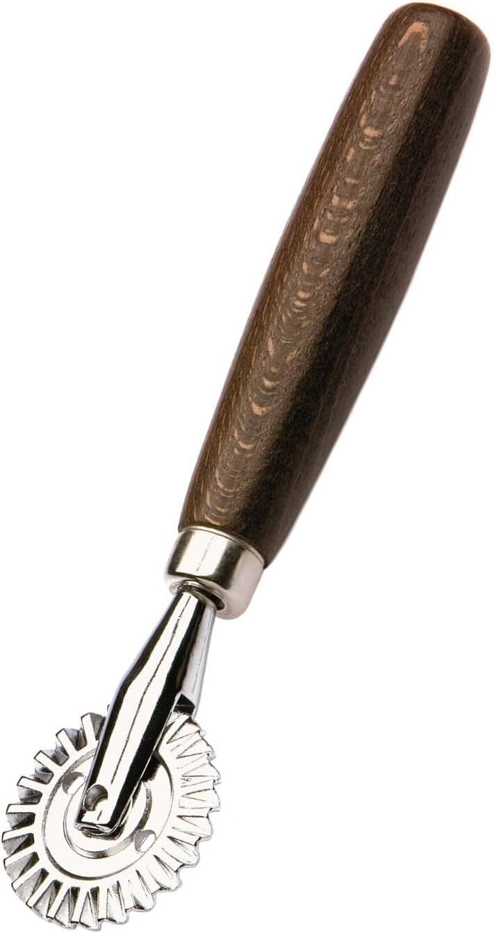 Tredoni 4cm Pastry Wheel - Dough Stamp CutterCrimper PastaRavioliPie Maker, Stainless Steel Wheel Wooden Handle