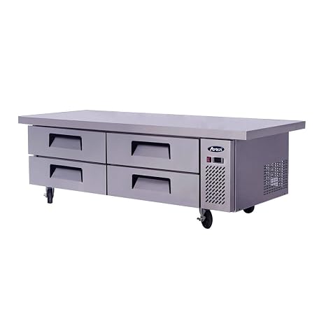 Atosa MGF8454GR 76" 4-Drawer Refrigerator Chef Base Heavy-Duty Worktop for Restaurant Hotel Cafeteria| 12.1 Cu. Ft. Capacity, 706 lbs Holding Weight | Stainless Steel, 115V |Includes: Gastronorm Pans