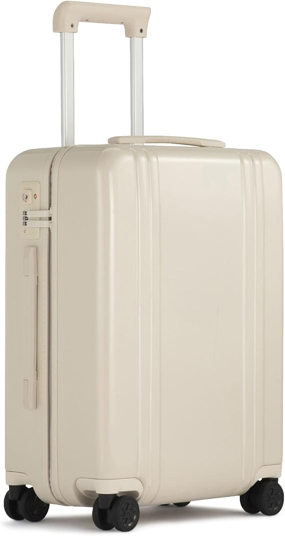 ZERO Halliburton Classic Lightweight 4.0 Continental Carry-On, 22-Inch Hardside, Four Dual Spinner Wheels, TSA Accepted Lock, Telescoping Pull Handle, 37L, Gloss Finish- Creme