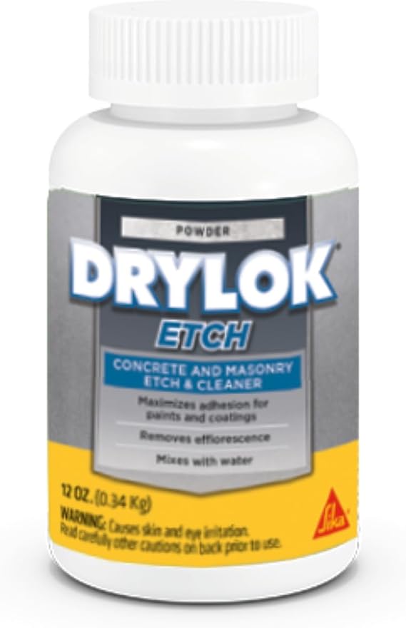 Drylok UGL White Powder Concrete and Masonry Etch & Cleaner - Prepares Interior/Exterior Masonry and Concrete for Waterproofing and Painting - 12 Ounce