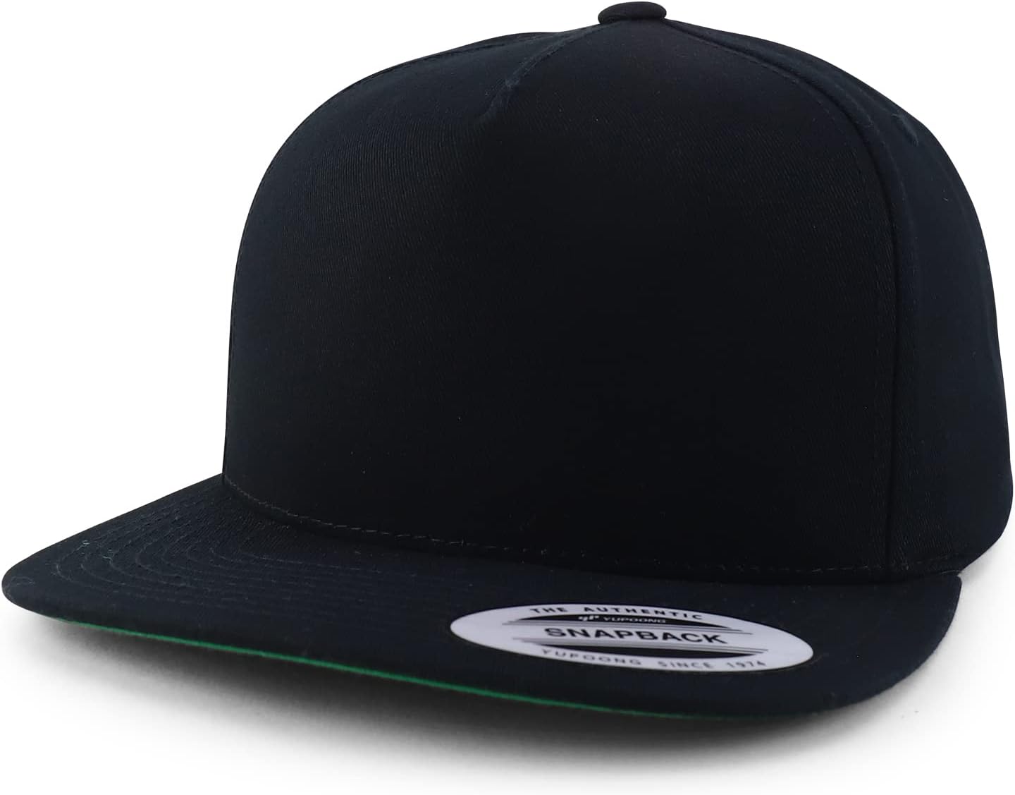 Trendy Apparel Shop 5 Panel Structured Blank Flat Bill Snapback Cap