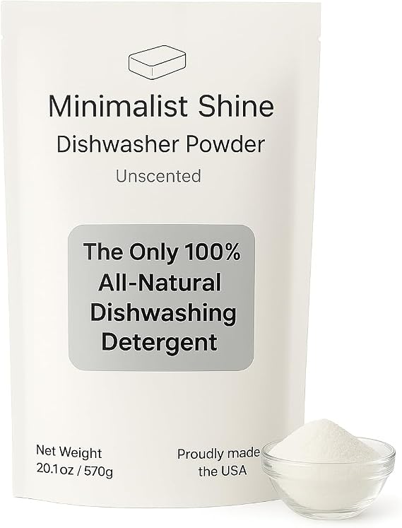 Dishwasher Detergent, 60 Loads, 100% Plastic-Free Dishwashing Soap, Eco-Friendly, All Natural Sustainable Dishwasher Powder, Cuts Grease and Grime, Non-Toxic and Unscented