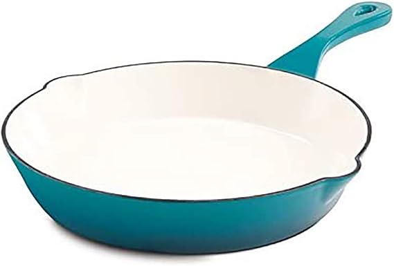 Crock Pot Artisan 10 Inch Enameled Cast Iron Round Skillet, Teal Ombre