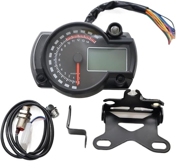 Motorbike Odometer Universal Digital Motorcycle Odometer Tachometer Meter Instrument Adjustable MAX 299KM/H 7colors Dashboard