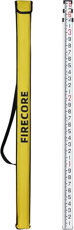 Firecore 9-Foot Aluminum Grade Rod 10ths, Dual Sided 3-Section Telescopic Survey Rod