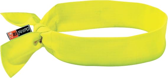 Cooling Bandana, Fire Resistant, Evaporative Polymer Crystals for Cooling Relief, Tie for Adjustable Fit, Ergodyne Chill Its 6700FR,Lime