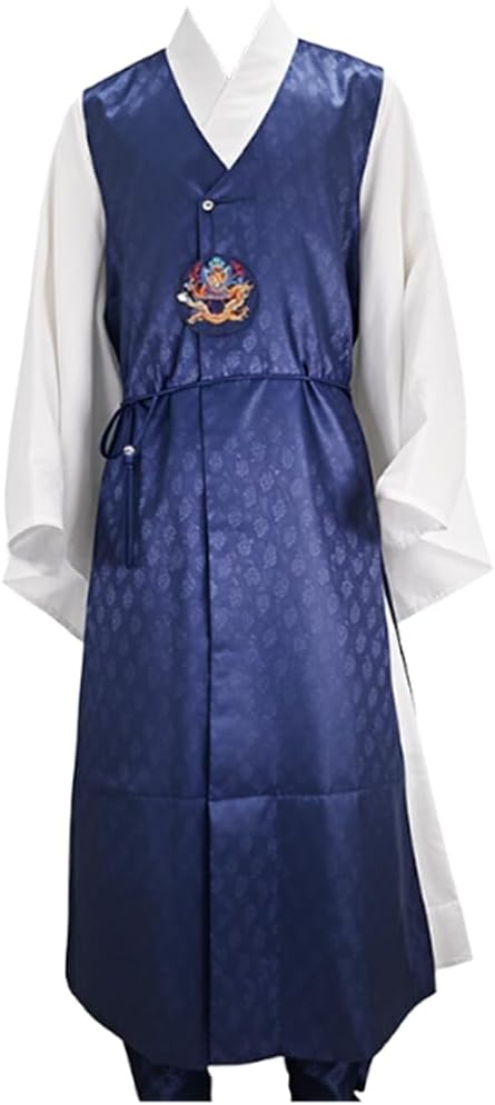 Men's Traditional Hanbok Set Adult Ancient Korean National Costume Scholar Cosplay Halloween Party Outfit