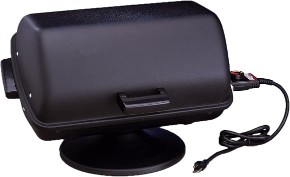 MECO Americana 1500W Portable Electric Pedestal Grill with Thermostatic Control - Ideal for Picnics, Camping, and Tailgating, Black