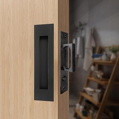 Recessed Finger Flush Pulls with Edge Pull -Sliding Closet Door Handles Hardware Suitable for Pocket Door,Closet Door,Sliding Doors, Barn Door Handle Black, 6Inch
