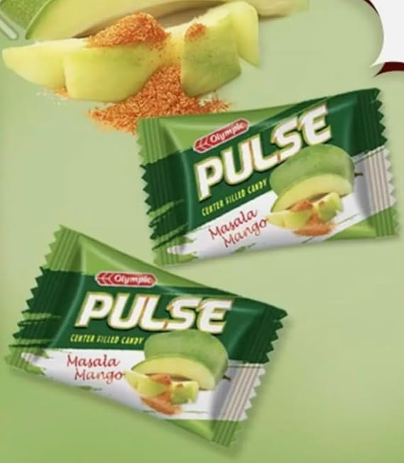200g Olympic Pulse Candy kacha aam Masala Mango centre filled Masala candy (Mango Masala)