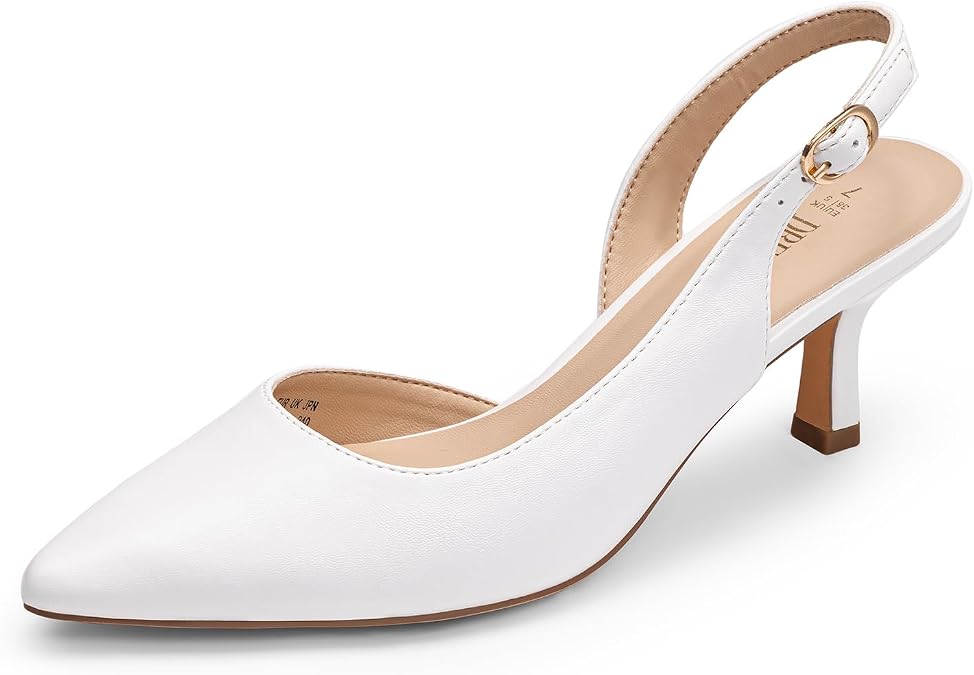 DREAM PAIRS Women's Kitten Heels Slingback Closed Pointed Toe Low Pumps Shoes Women Party Bridal Shoes