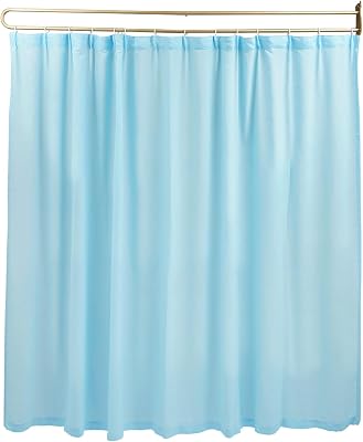 Wall-Mounted Room Divider, Privacy Partition Curtain, Privacy Protection Partition with U-Shape Rod and Soft Fabric, Minimalist Style Blue