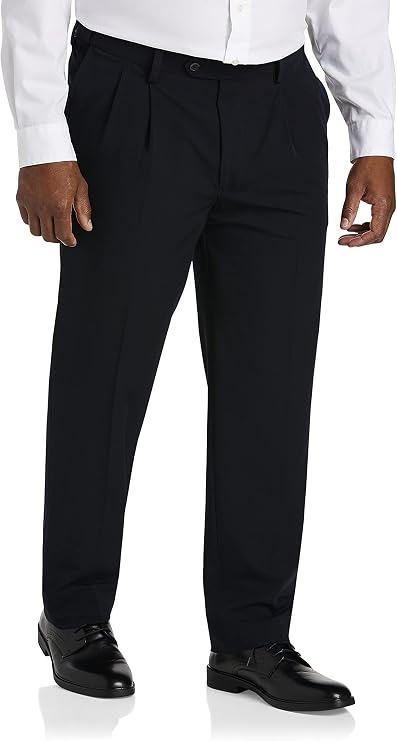 Oak Hill Easy Stretch Pleated Dress Pants Navy 64 x 30